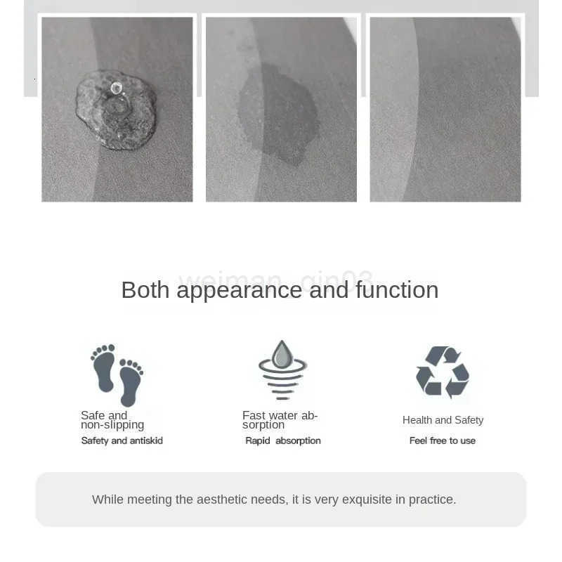 Bathroom Rugs Soft Diatomaceous Earth Floor Mat Super Absorbent Toilet Carpet Door Foot Mats Bath Non-slip Rubber Shower Rug Pad H260316