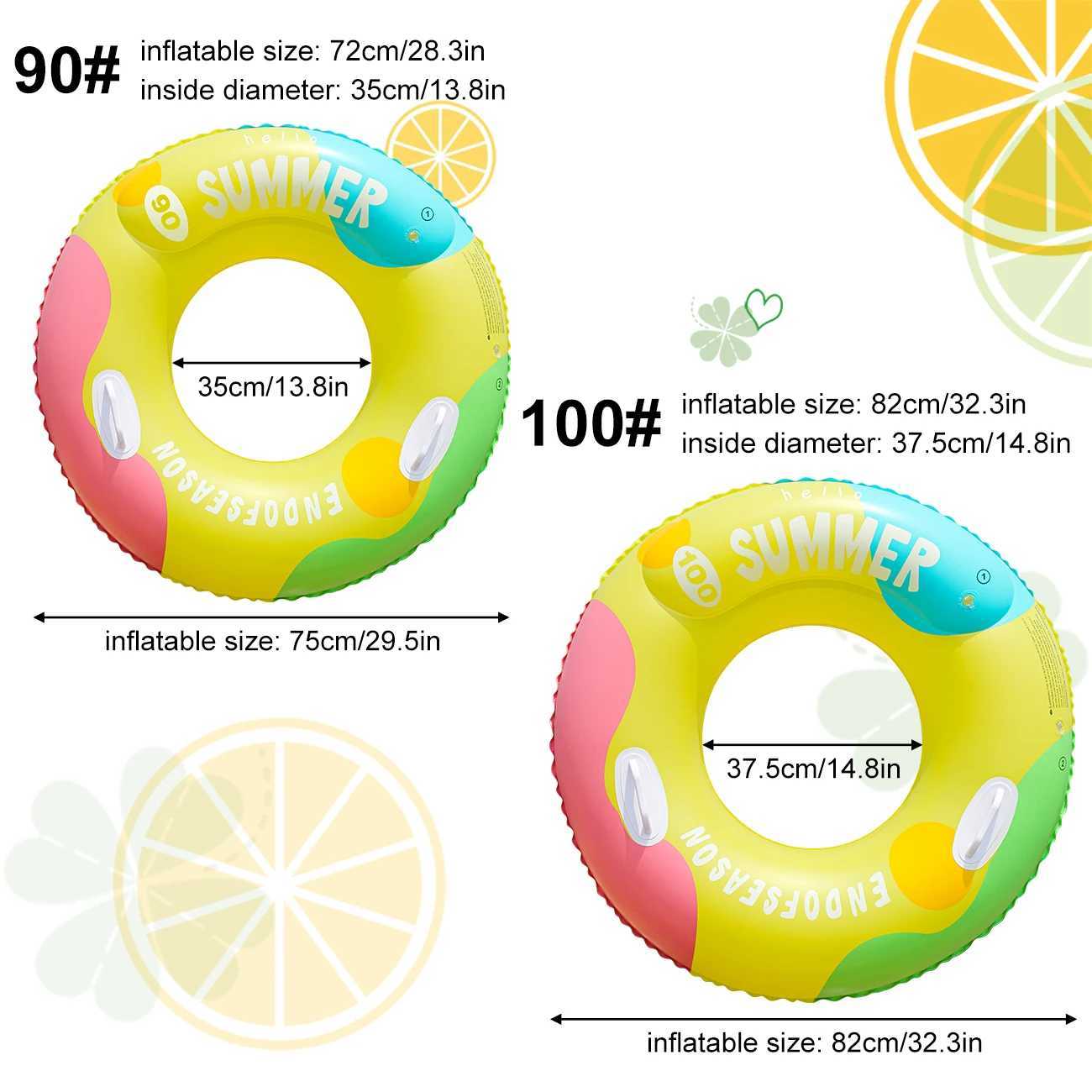 1PC Vibrant Color Thickened Inflatable Swim Ring Adult Underarm Swimming Ring for Summer M260316