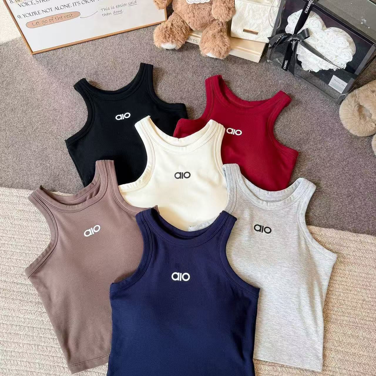 Womens Tops Tank Top T-Shirt Regular Cropped Cotton Jersey Camis Female Femme Knits Tees Designer Embroidery Knitted Vest Sport