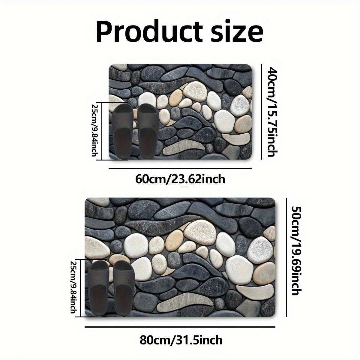 VIKAMA pebble bathroom carpet absorbent anti slip quick drying shower room bathroom door mat home decoration H260316