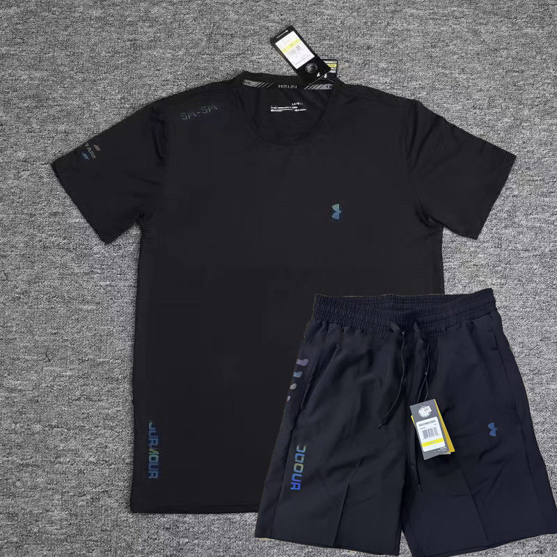 Designer T-shirt Under Armou Shirt Yoga Fitness Underarmou Quick Dry Ice Silk Casual Mens Top Five Point Shorts Breathable Running Gym Tech Fleece Tracksuit