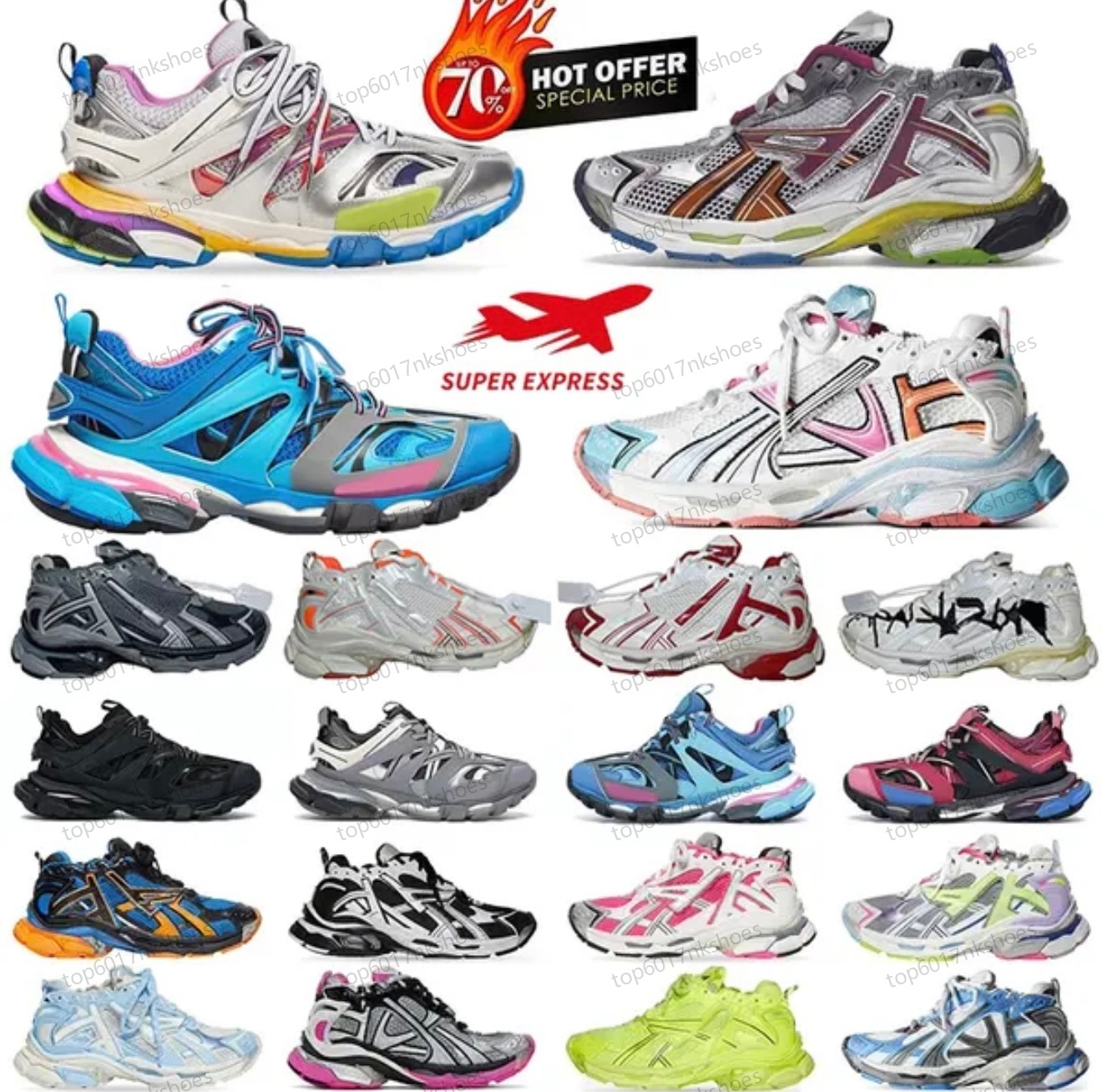 With Box Designer Shoes Runner 3xl Sneakers Men Led Track Runners 7.0 7.5 3.0 Women Paris All Black White Pink Grey Gomma Leather Nylon Printed Platform Trainers