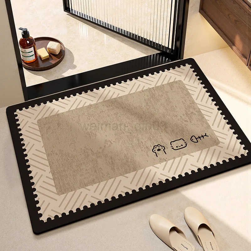 VIKAMA Cartoon High-end Bathroom Floor Mat Water Absorbing Sink Toilet Door Anti Slip and Dirt Resistant Foot Mat Home Decor H260316