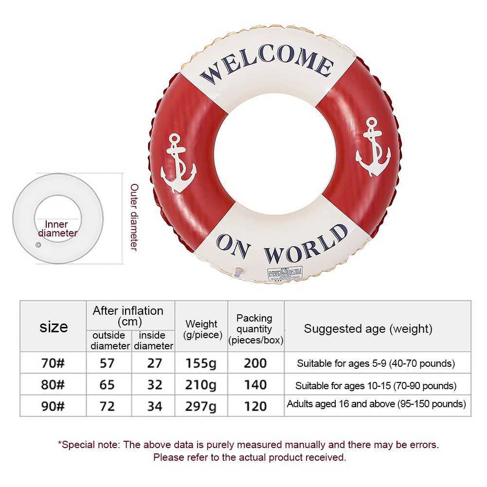 Creative Anchor Swimming Ring Swim Ring Swim Tubes Rings Beach Swimming Party for Kids Youth Adults M260316