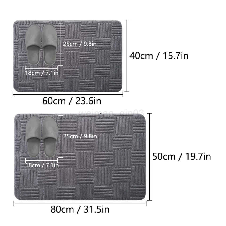 Simple bathroom absorbent floor mat thick striped toilet mat shower room non-slip foot mat dirt-resistant entrance mat H260316