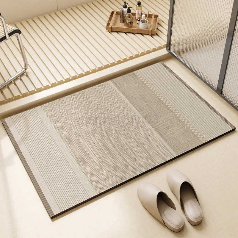 VIKAMA modern minimalist style bathroom floor mat anti slip and absorbent carpet bathroom entrance door mat H260316