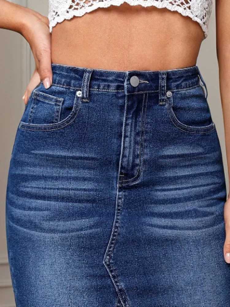 New Arrival High Waist Denim Skirt Women 2025 Fashion Streetwear Slim Bodycon Midi Jean Skirts M260316