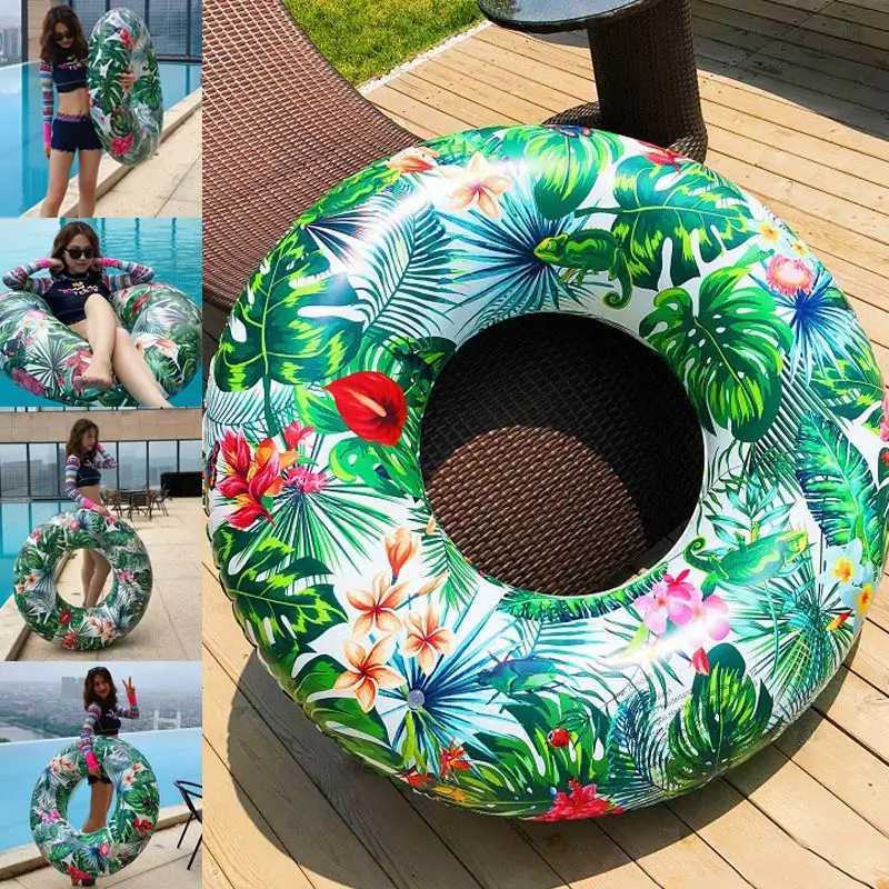 Tropic Jungle Printed Pool Floats for Adult Teens Inflatable Circle Swimming Ring Floating Seat Summer Beach Party Pool Toys M260316