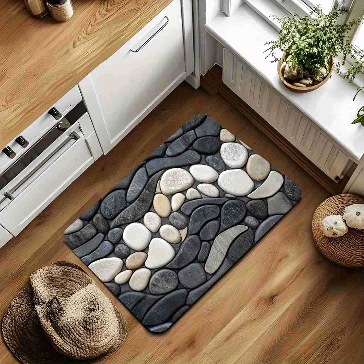 VIKAMA pebble bathroom carpet absorbent anti slip quick drying shower room bathroom door mat home decoration H260316