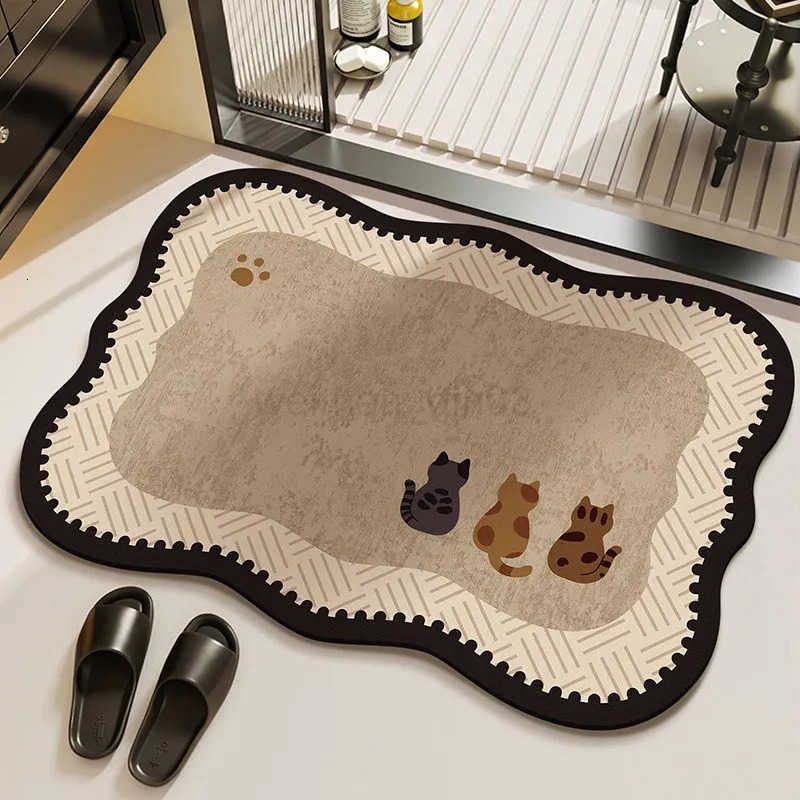 VIKAMA Minimalist Ins Style Marble Anti Slip Bath Mat Bathroom Shower Room Water Absorption Quick Drying Carpet Bathroom Decor H260316