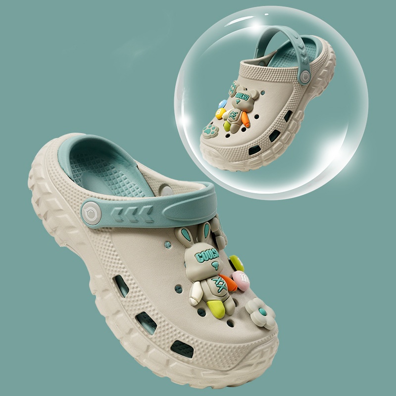 Kids Cartoon Clogs Sandals Boys Girls Cute Bear Charms Non-slip Beach Slippers Summer Breathable EVA Garden Shoes Free shipping