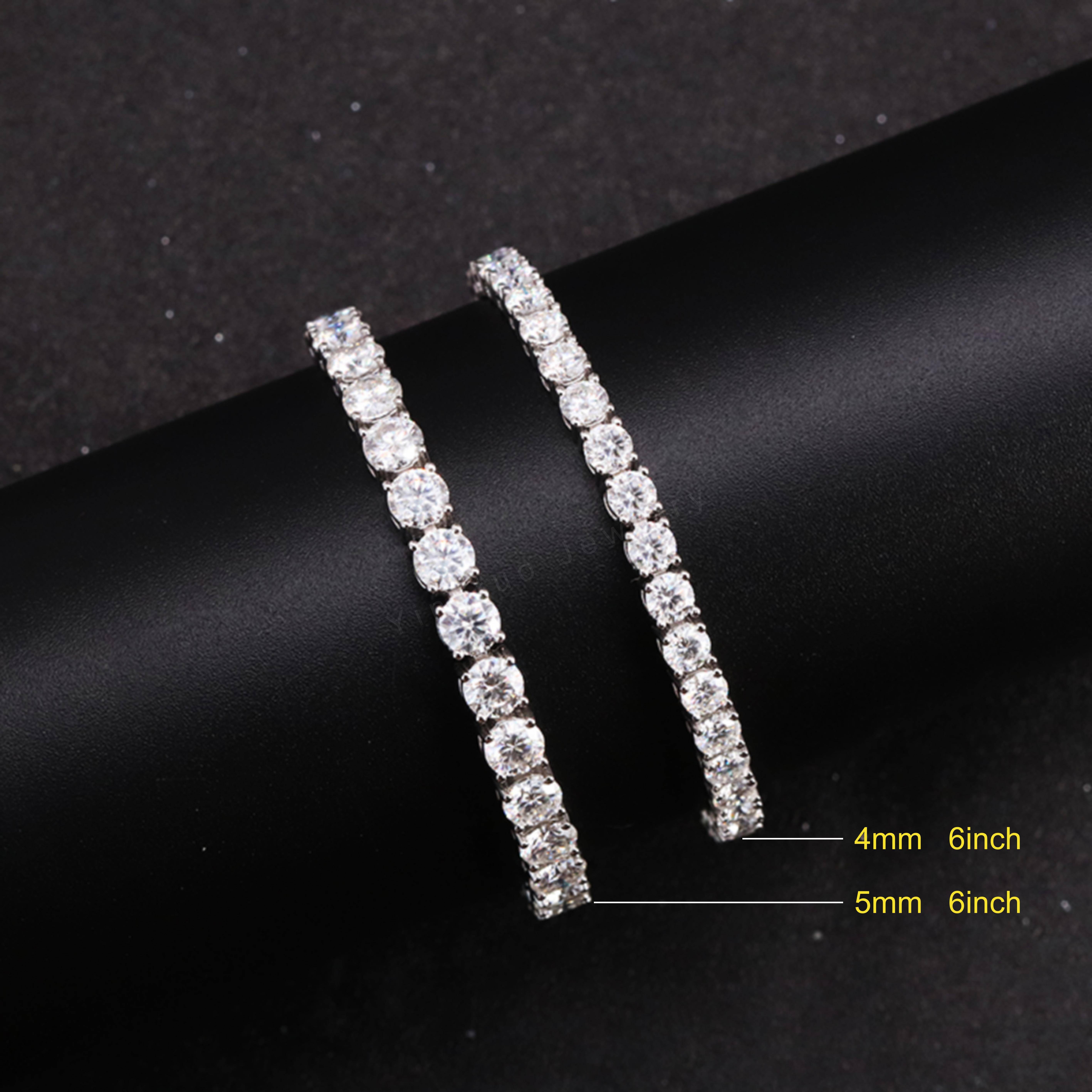 Hip Hop Moissanite Diamond Tennis Chain Necklace Dropshipping Ice Out Silver 925 Fine Jewelry Bracelet