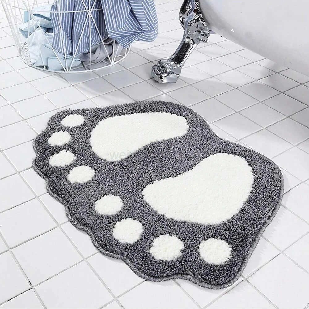 Foot Print Bath Mats Non Slip Memory Foam Bathroom Carpet Foot Shaped Rug for Toilet Floor Water Absorption Microfiber Door Mat H260316