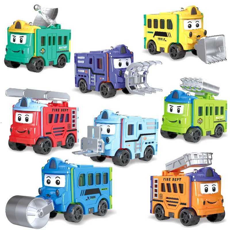 Multifunctional two-in-one cartoon toy car flip deformation reverse car construction car inertia car model boy Y260316