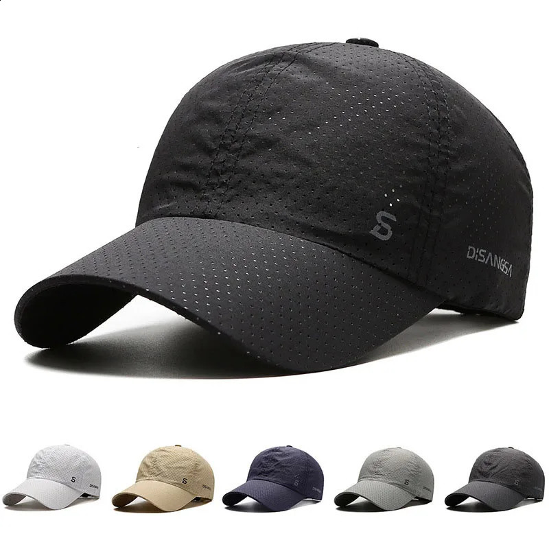 Men Women Mesh Moisture-Waging Quick Dry Baseball Cap Male Summer Female Originality Adjustable Breathable Sun Visor Fishing Hat 260311