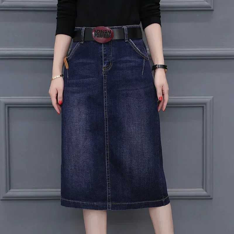 Denim Skirt Long High Waist A- line Dress for Women Woman Skirts Mujer Faldas Saias Mulher M260316