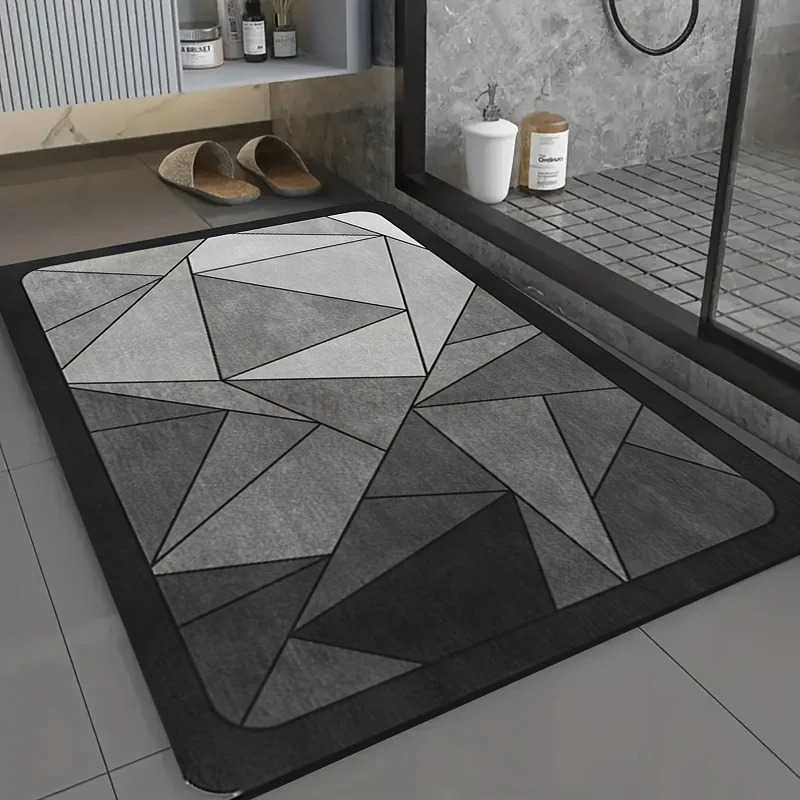 VIKAMA Minimalist Collection Geometric Bathroom Diatom Mud Carpet Quick drying Non slip Washable Shower Room Entrance Floor Mat H260316