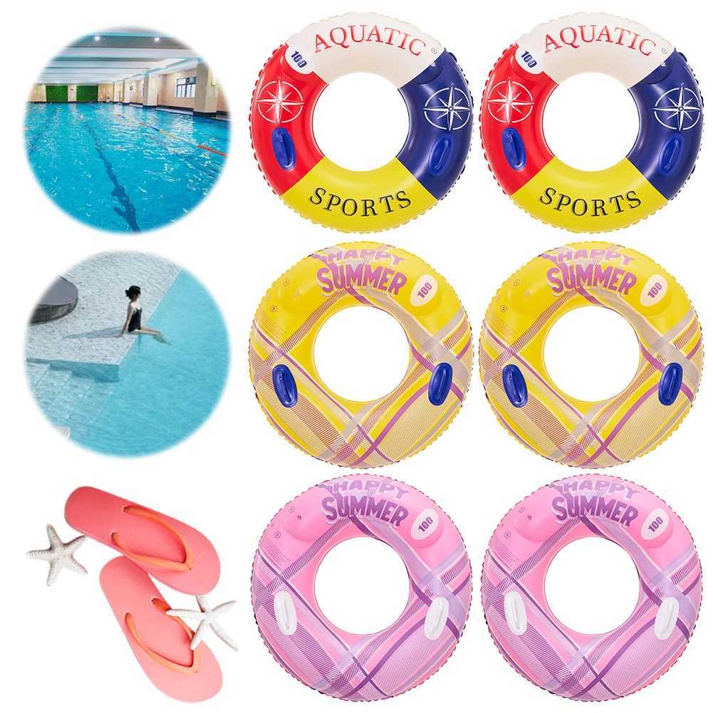 Inflatable Swim Ring Pool Floating Rings Leakproof with Handle Swimming Rings Floaties Swim Float Tube for Pool Beach M260316