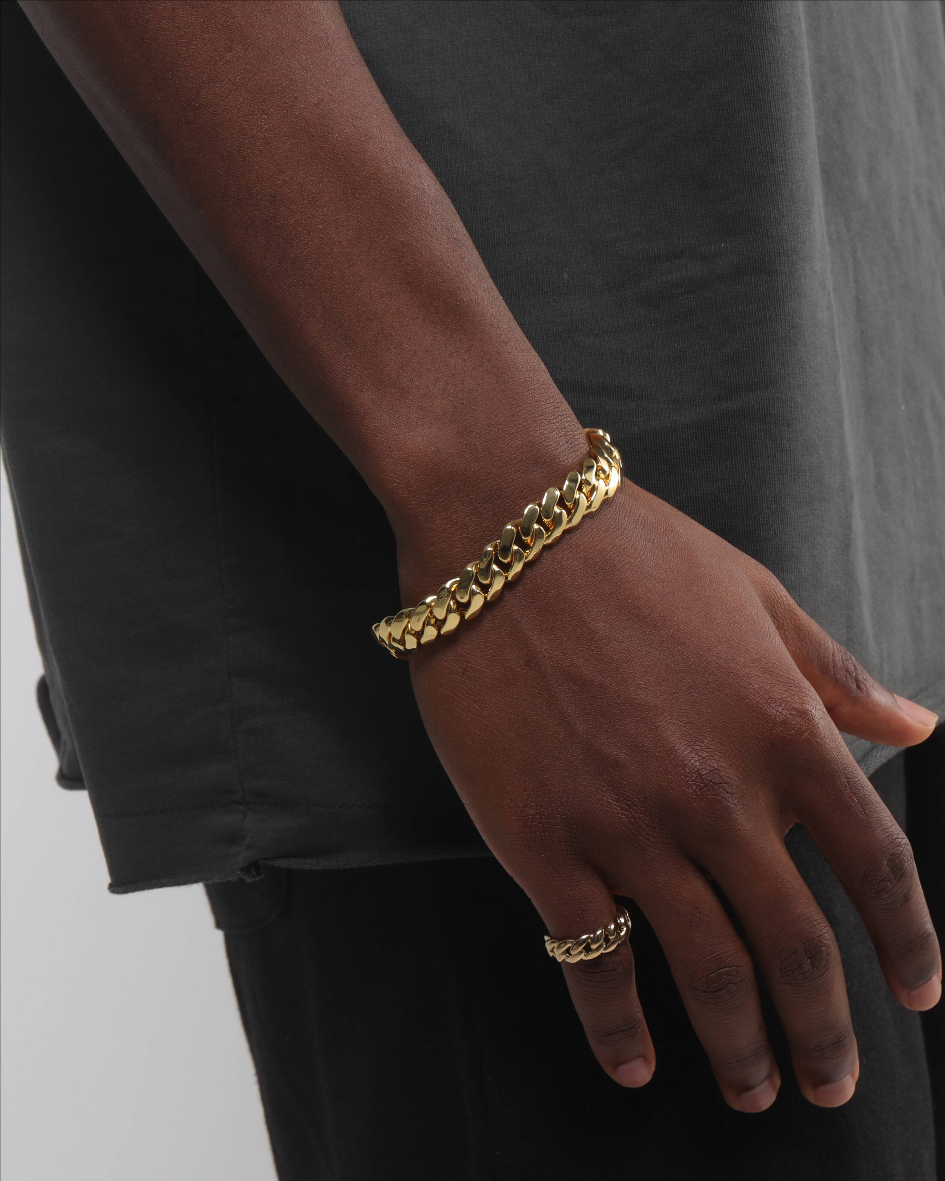 Wholesale 14k 18k Gold Plated Mens Cuban Bracelet for Daily Wear 8-22mm Brass and Zircon Miami Cuban Link Chain Fine Jewelry