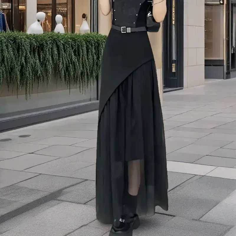 French Style Spring Summer Splicing Temperament Skirt Fashion High Waist New Style M260316