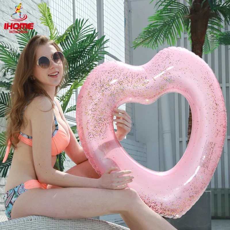 90/120cm Gaint Heart Swimming Ring InflatabLE Float CircLE for Adult Child Swim Ring Summer Party Water Toys DropshipPING M260316