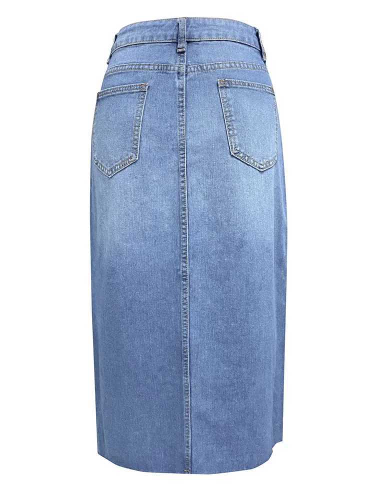 New In 2025 Womens Denim Skirt Spring Summer Korean Fashion High Waisted Streetwear Jean Skirt Female A-Line Midi Skirt M260316
