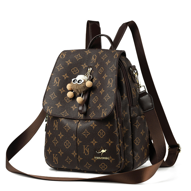 Designer Backpack Womens Autumn/Winter New 2026 Double Shoulder Bag - Soft Leather Vintage Pattern Minimalist Fashion Travel Backpack Spacious Casual 