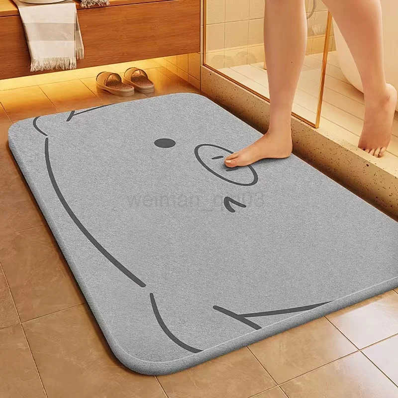 VIKAMA Cute Cat Bathroom Carpet Absorbent Anti slip Quick drying Foot Mat Toilet Door Entry Simple Floor Mat H260316