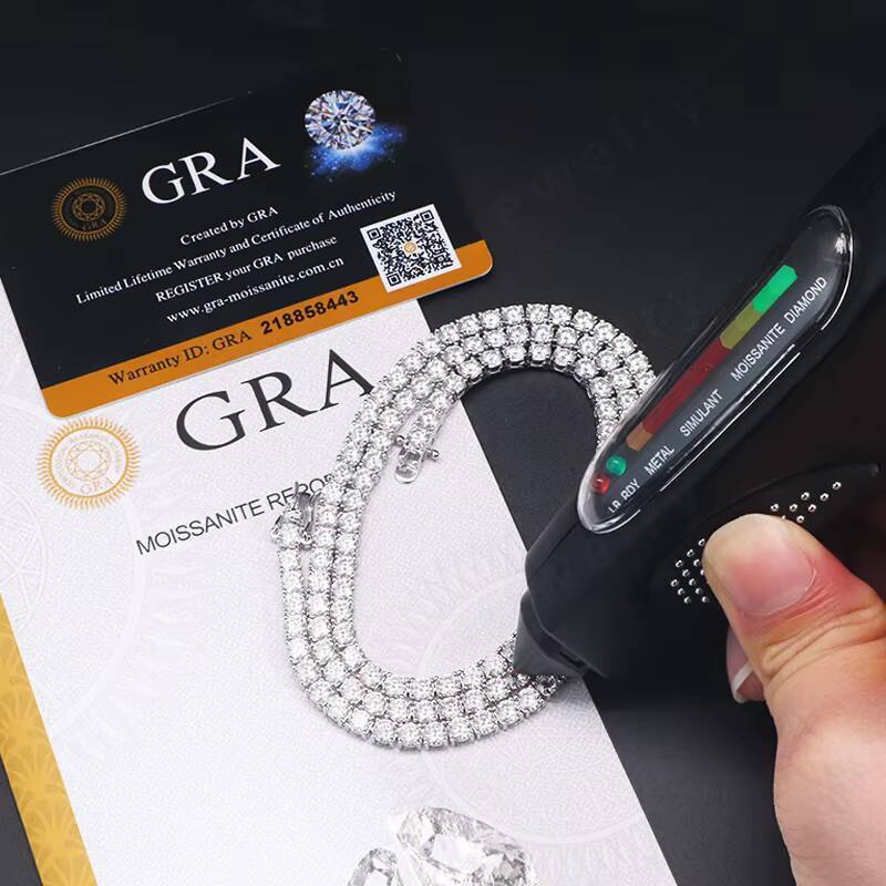 Hip Hop Moissanite Diamond Tennis Chain Necklace Dropshipping Ice Out Silver 925 Fine Jewelry Bracelet