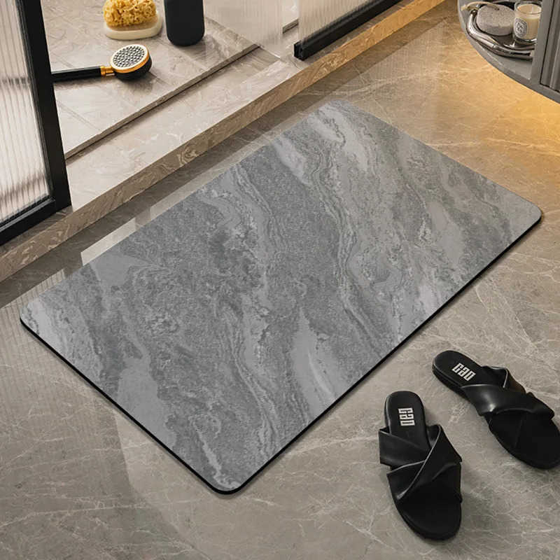 Imitation marble light luxury simple diatom mud floor mat bathroom toilet door water absorption non-slip foot mat entry door mat H260316