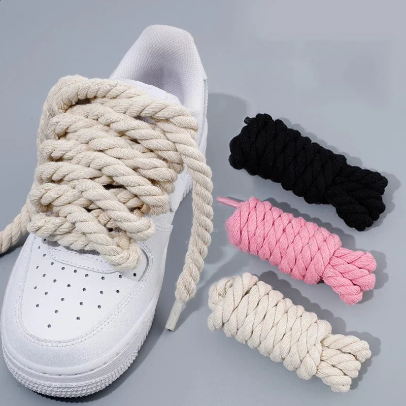 2PCS 10mm Width Round Linen Shoelaces for Sneakers Suitable Board Shoes Canvas AF1AJ Shoe Rope Sport Shoelace Decoration 100cm 260313