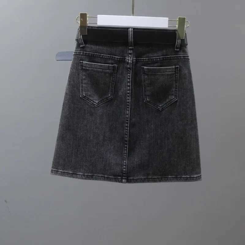 Zipper Womens Denim Skirt Wrap Tight Sexy with Pocket Midi Black Female Jeans Skirts High Waist Short Coquette Mini Vintage Y2k M260316