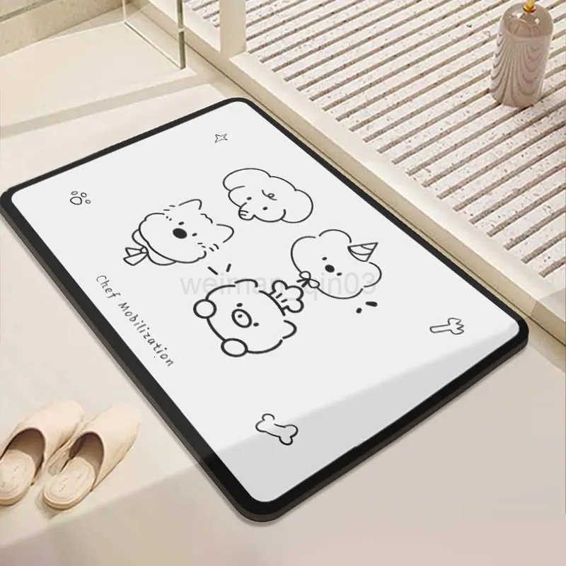 VIKAMA Simple and Cute Bathroom Floor Mat Water Absorbing and Anti Slip Toilet Entrance Quick Drying Bathroom Carpet H260316