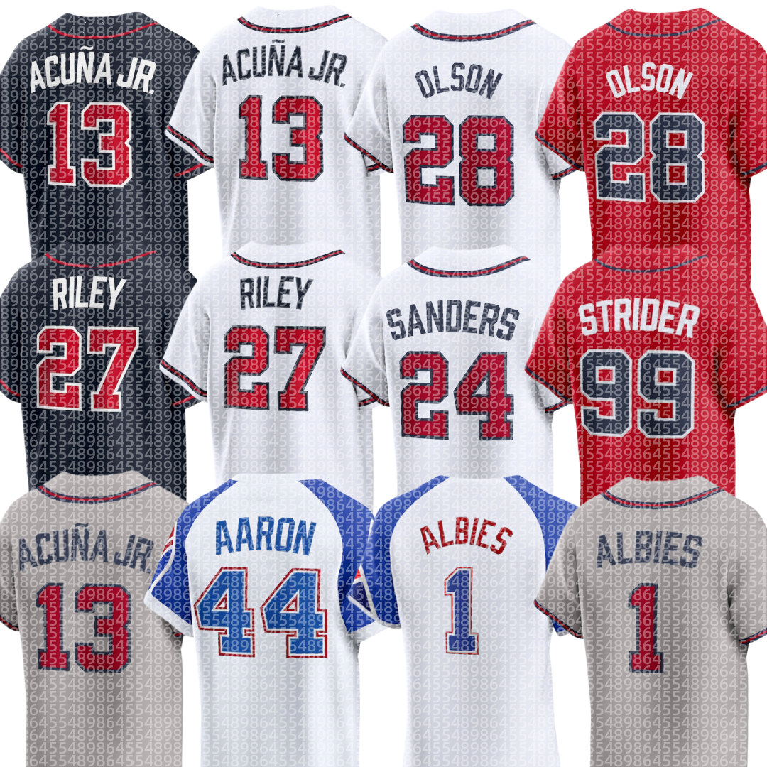 Braves Baseball Jersey Custom Hank Aaron Ronald Acuna Jr. Ozzie Albies Matt Olson Chris Sale Austin Riley Spencer Strider Drake Baldwin Ha-seong Kim Michael Harris II