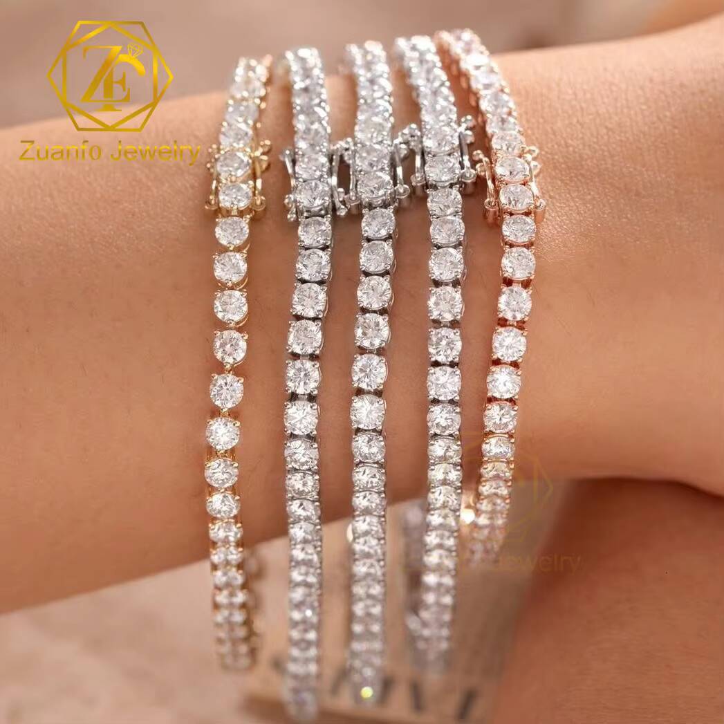 3MM 4MM LAB Grown Diamond Tennis Bracelet 10K Solid Gold Hip Hop Jewelry Necklace D VVS-VS CVD HPHT Diamond Tennis Chain IGI
