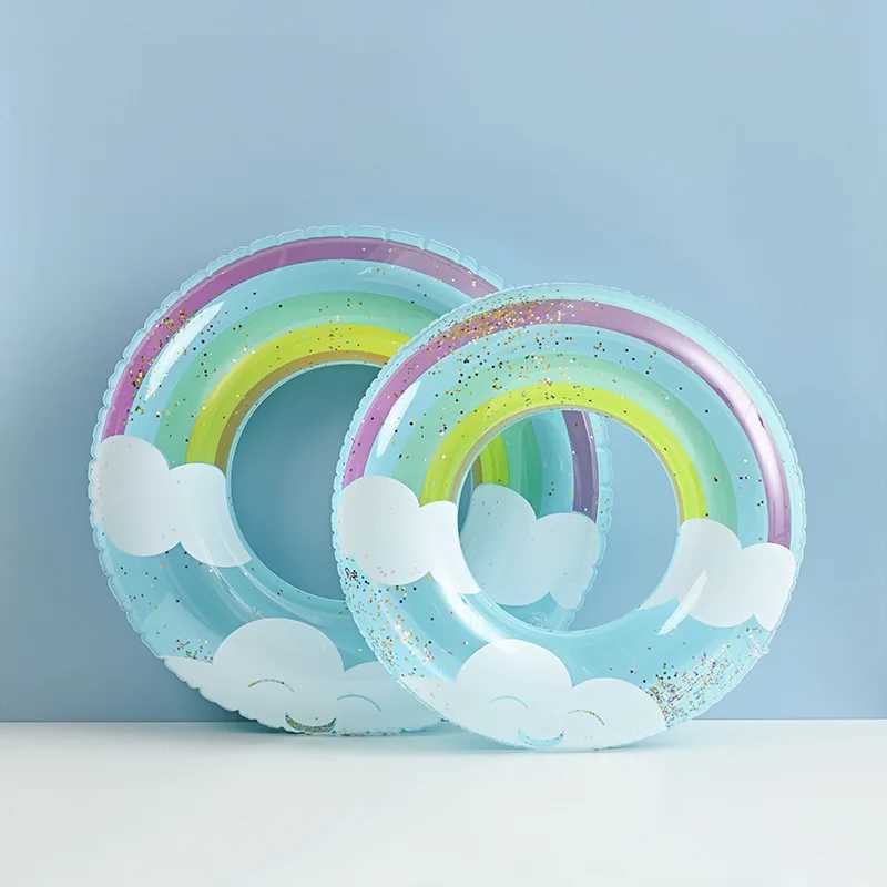 Crystal inflatable lifebuoy thickened single-layer double balloon underarm adult and child swimming ring 02 M260316