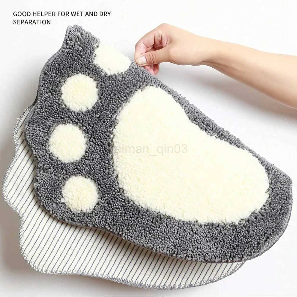 Foot Print Bath Mats Non Slip Memory Foam Bathroom Carpet Foot Shaped Rug for Toilet Floor Water Absorption Microfiber Door Mat H260316