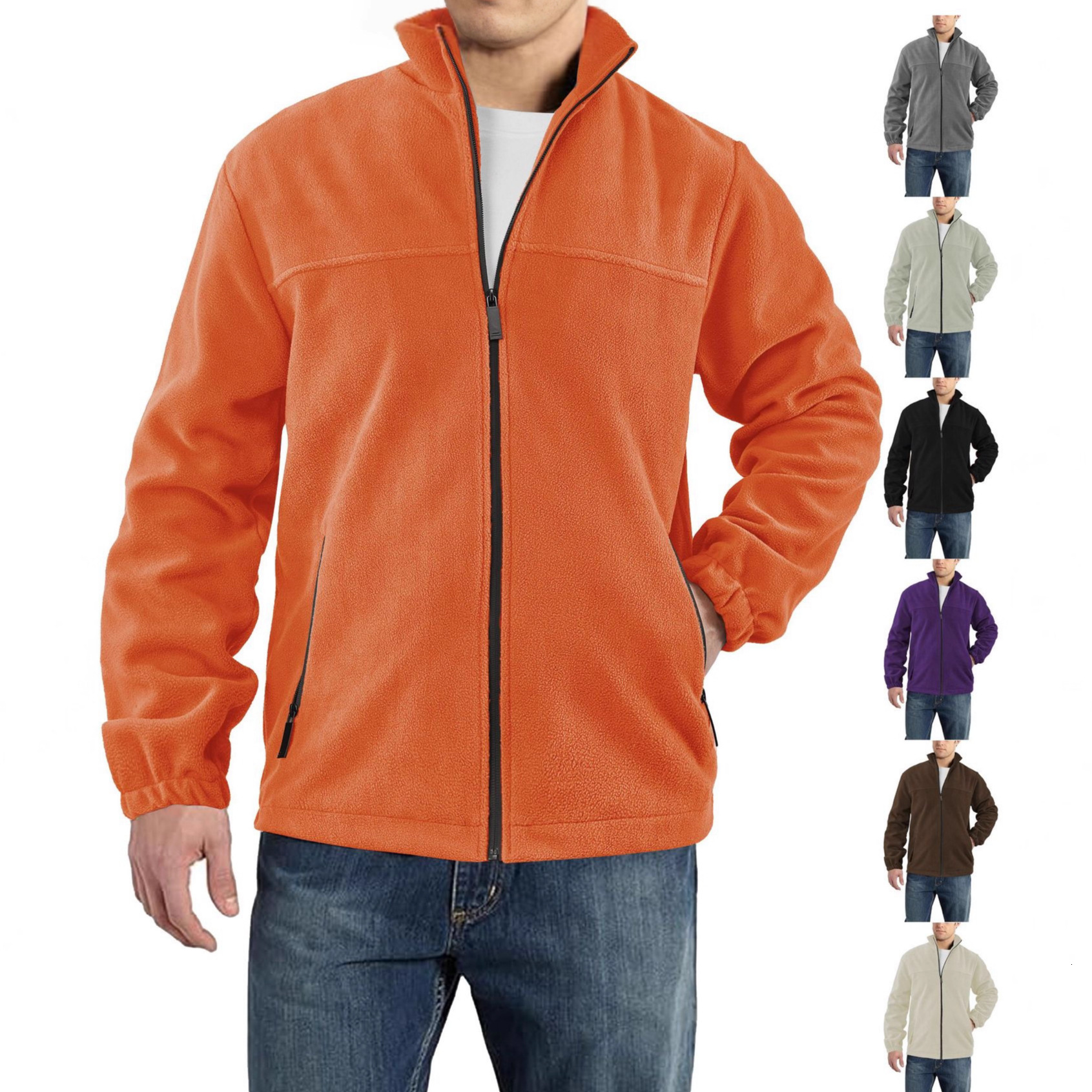 2026 New European And American Men's Fleece Polar Fleece Jacket Designer Jacket Spring Autumn Winter Outdoor Zipper Stand Collar Jacket Top