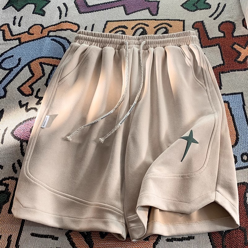 2026 New Designer Luxury Brand Star Black American Men's Shorts Summer Suede Casual Outdoor Sports Breathable Versatile Pants Men's Retro Pl