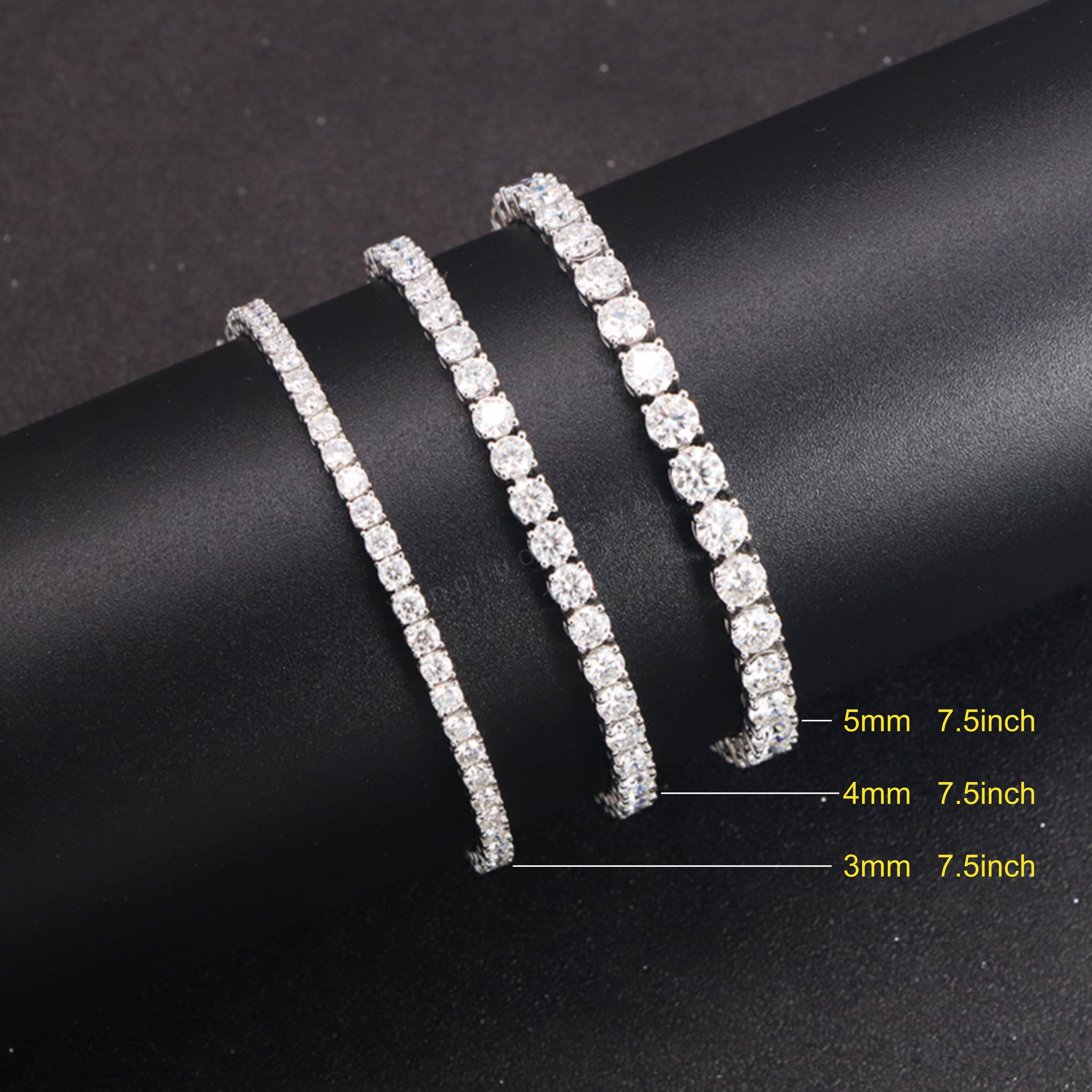 Hip Hop Moissanite Diamond Tennis Chain Necklace Dropshipping Ice Out Silver 925 Fine Jewelry Bracelet