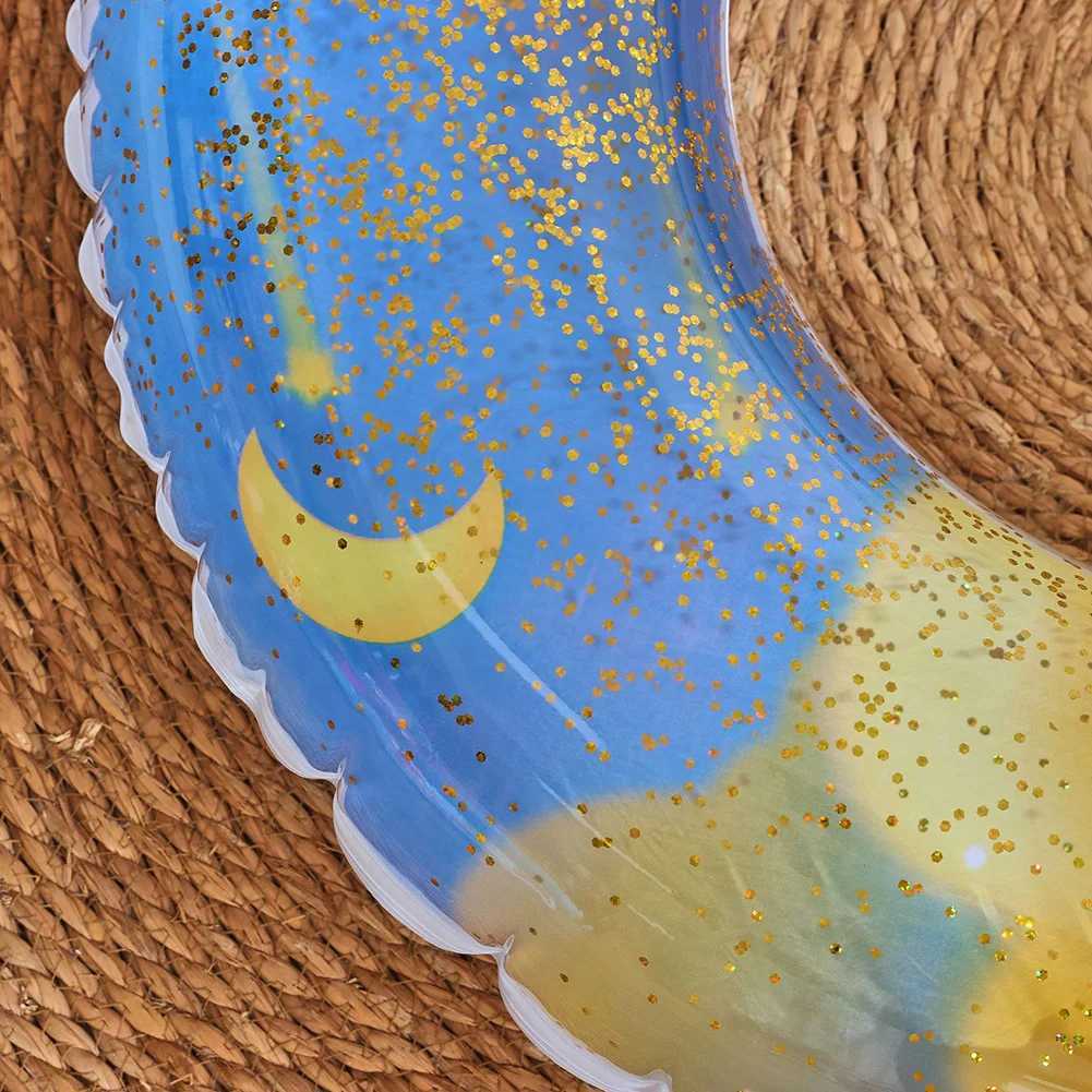 Block Pattern Swim Circle Soft Sturdy Pneumatic Swimming Ring for Beach Vacation M260316