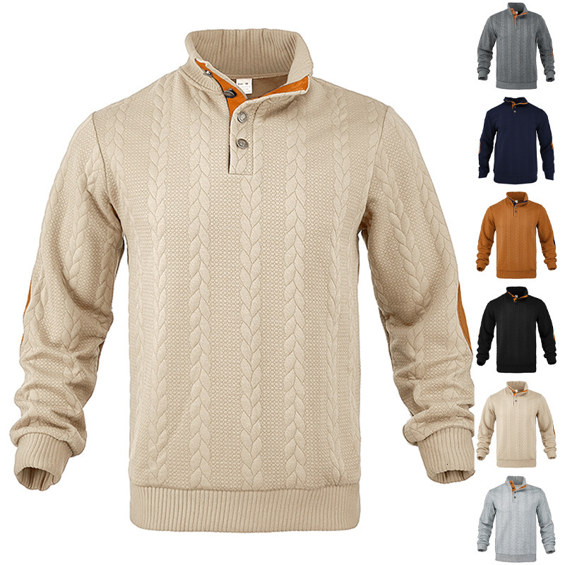 Hotselling Designer T-shirt European And American Trendy Fashion New Jacquard Buttonup Polo Designer Hoodie Henry Spring And Autumn Longsleeve Patch Embroidered