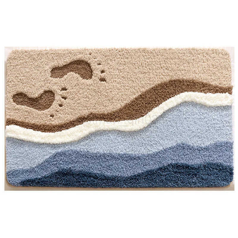 Bathroom Mat Absorbent Anti Slip Dirt Resistant Door Mat for Bathroom EntranceFoot Mat Flocking Wave ShapedHome Decoration H260316