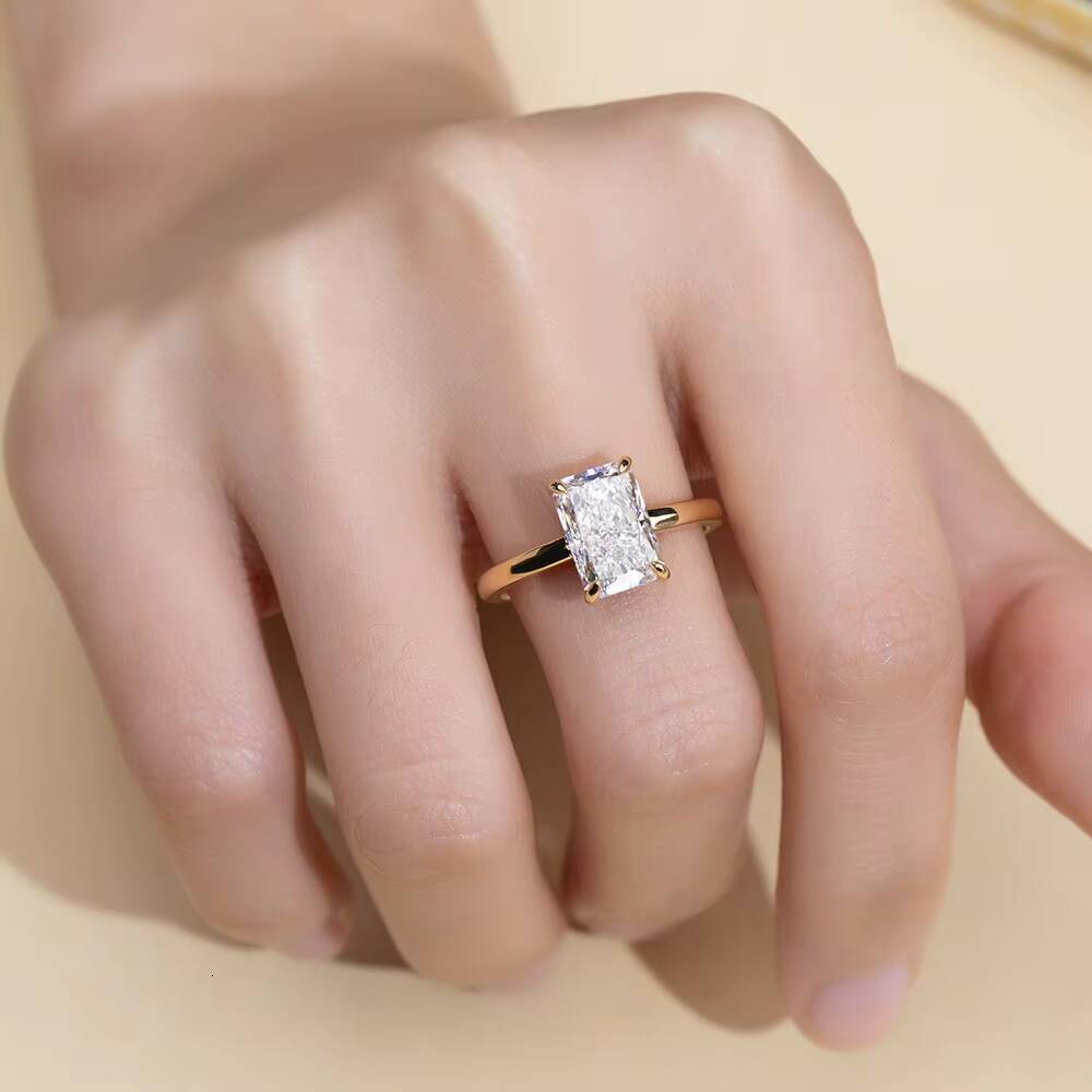 MSR-2052 Fine Jewelry 14K Gold Luxury Engagement Ring IGI Certificate Radiant Cut 3CT D VS1 Lab Grown Diamond Ring