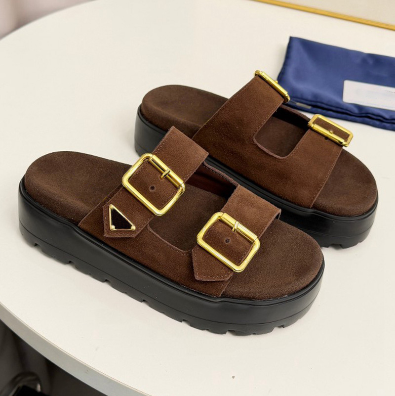 Designer Sandals Suede Clogs Slide Strap Platform Slipper Flat Comfort Clog Mule High Quality Summer Beach Casual Women Size 35-41