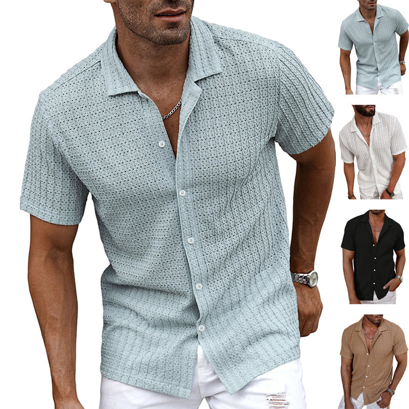 European And American Summer Men's New Collared Button Shirt Designer Hoodie With Designer T-shirt Cool Breathable Hole Polo Design Casual