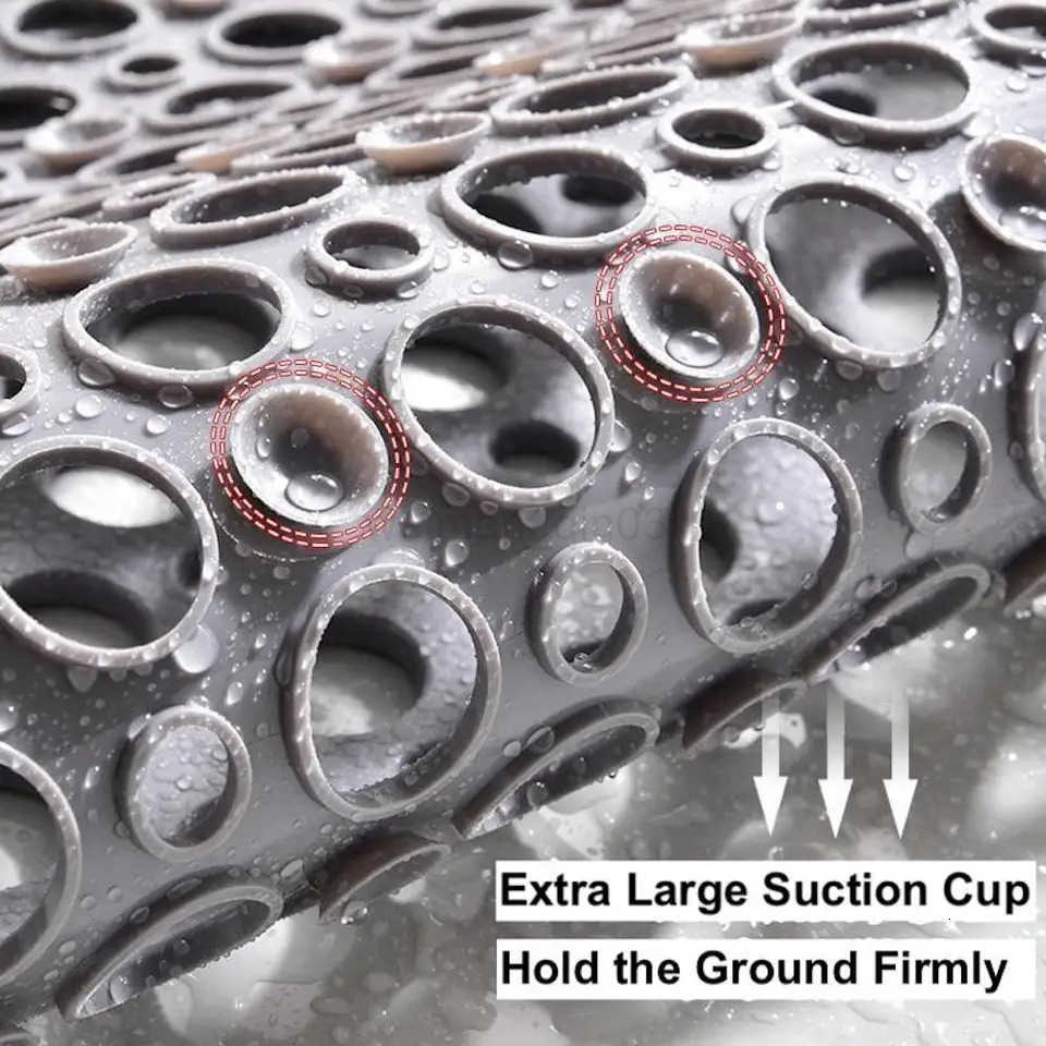 1pc Bathroom Non-Slip Mat With Suction Cup 43x75cm Bath Rug Shower Mat Round Hole Design Bathroom Massage Ring Quick Drain H260316