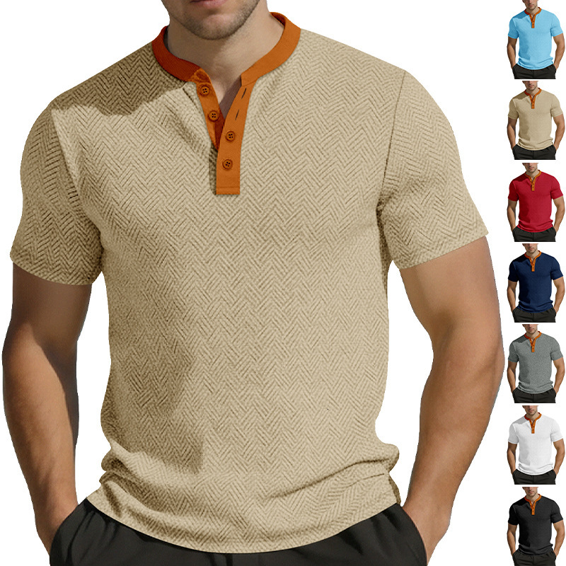 2026 European And American Designer T-shirt Polo Men's Summer Short Sleeve Casual Loose Designer Hoodie Breathable Towel Jacquard Button Men's Shirt Henley Shirt
