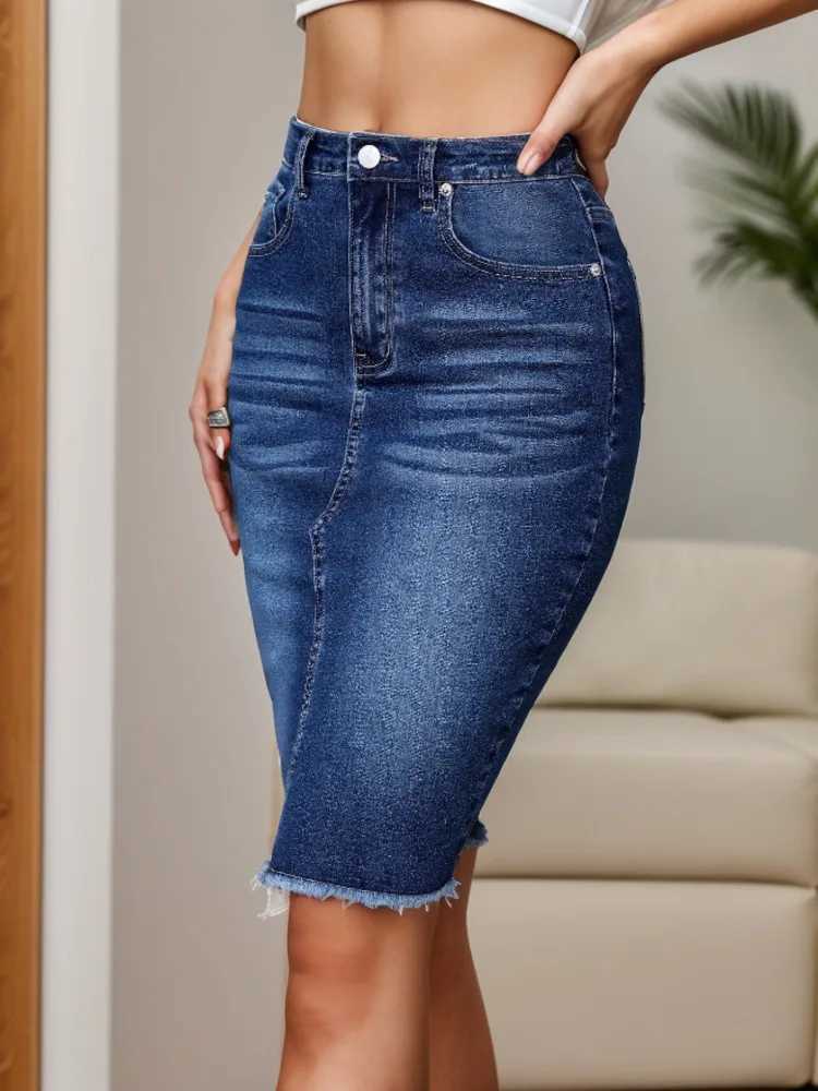 New Arrival High Waist Denim Skirt Women 2025 Fashion Streetwear Slim Bodycon Midi Jean Skirts M260316