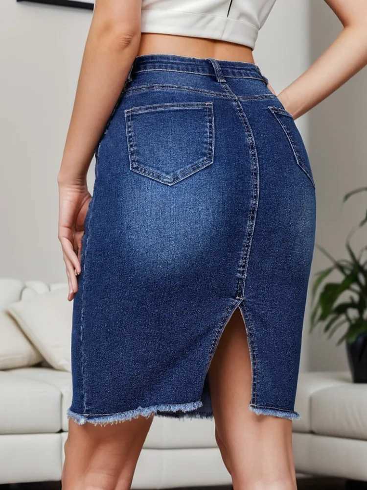 New Arrival High Waist Denim Skirt Women 2025 Fashion Streetwear Slim Bodycon Midi Jean Skirts M260316